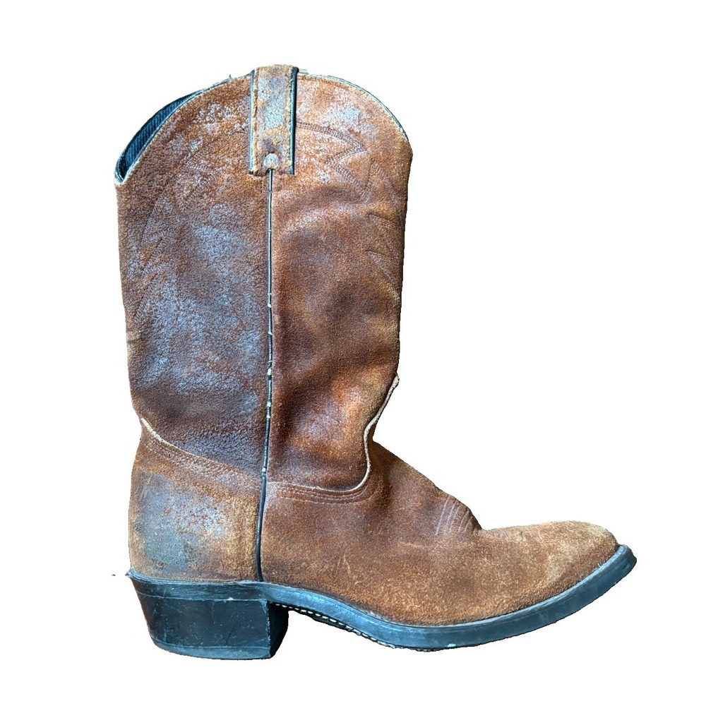 Vintage Men's Cowboy Boots Suede Leather Brown Size 9 Neoprene Soles